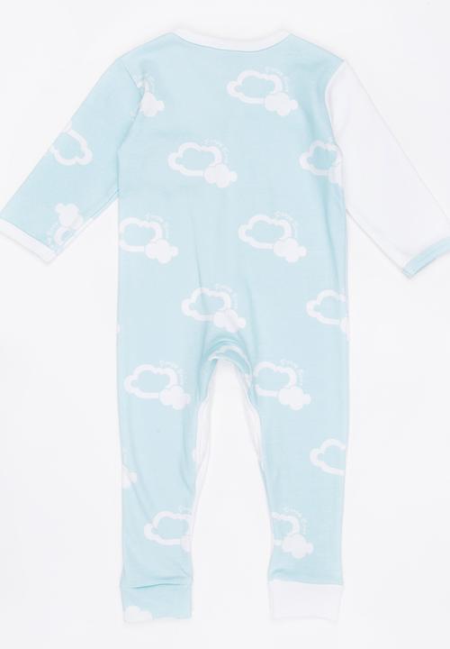 Poogy Bear - Aqua Silver Lining Baby Grow Aqua