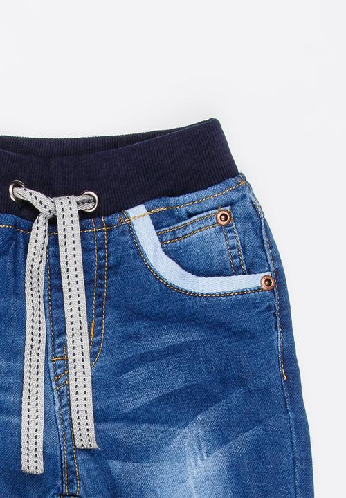 Pop Candy - Denim with Ribbed Waist Blue