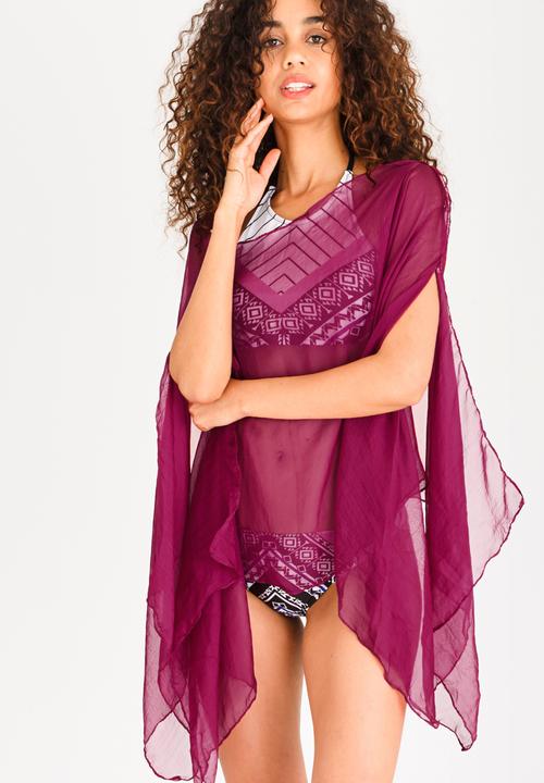 burgundy swim cover up