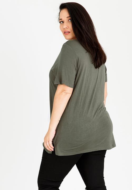 Brave Soul - Tory V-neck T-shirt Mid Green