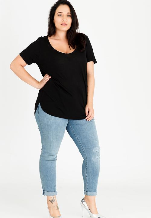Brave Soul - Perrie Scoop Neck T-shirt Black