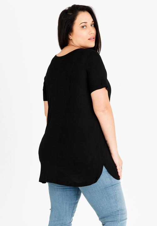 Brave Soul - Perrie Scoop Neck T-shirt Black