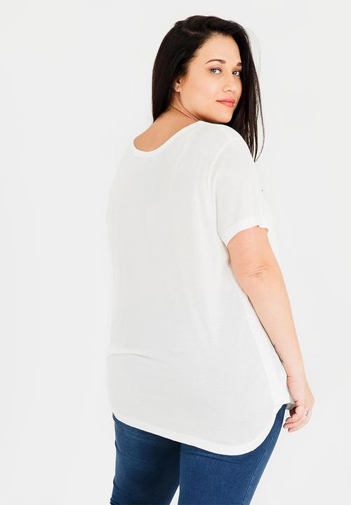 Brave Soul - Perrie Scoop Neck T-shirt Cream
