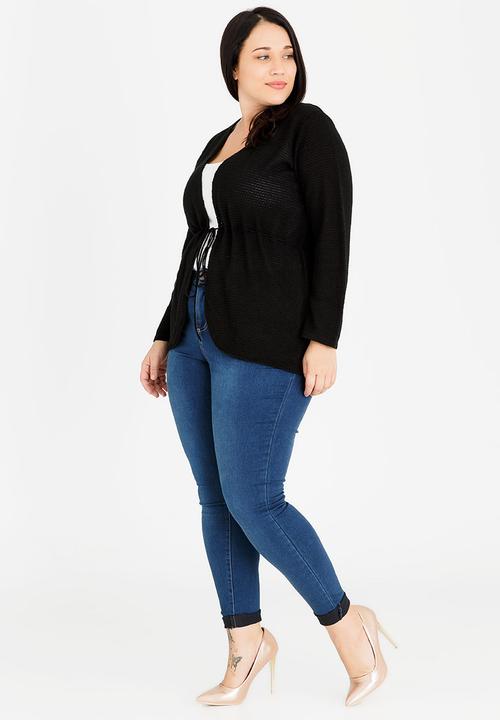 edit Plus - Lace Knit Cardigan Black