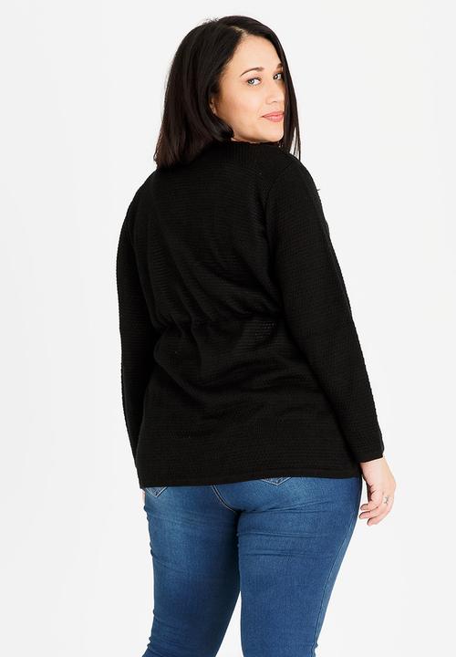 edit Plus - Lace Knit Cardigan Black