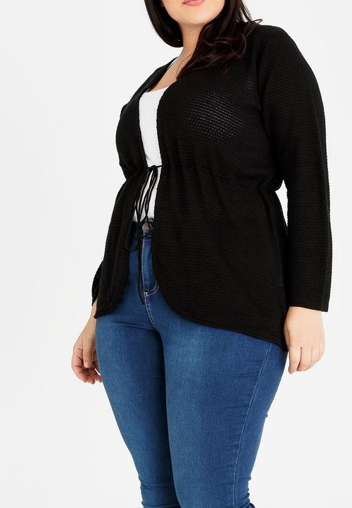 edit Plus - Lace Knit Cardigan Black
