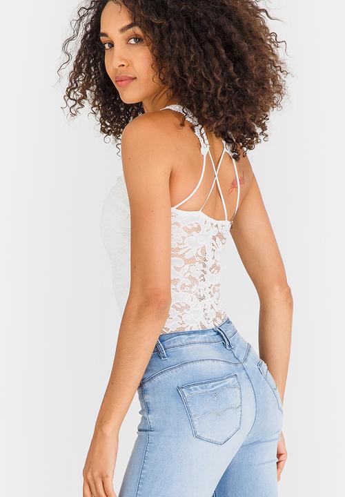 SISSY BOY - Lace Detail Bodysuit Off White