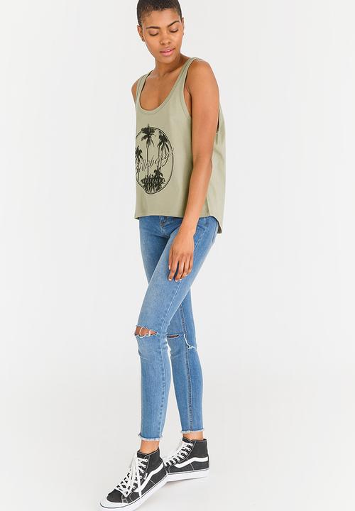 Billabong  - Coast To Coast Racer Back Tank Khaki Green