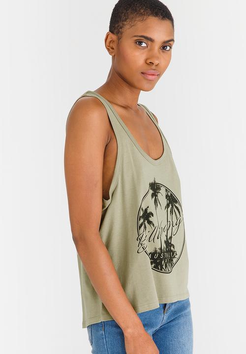 Billabong  - Coast To Coast Racer Back Tank Khaki Green