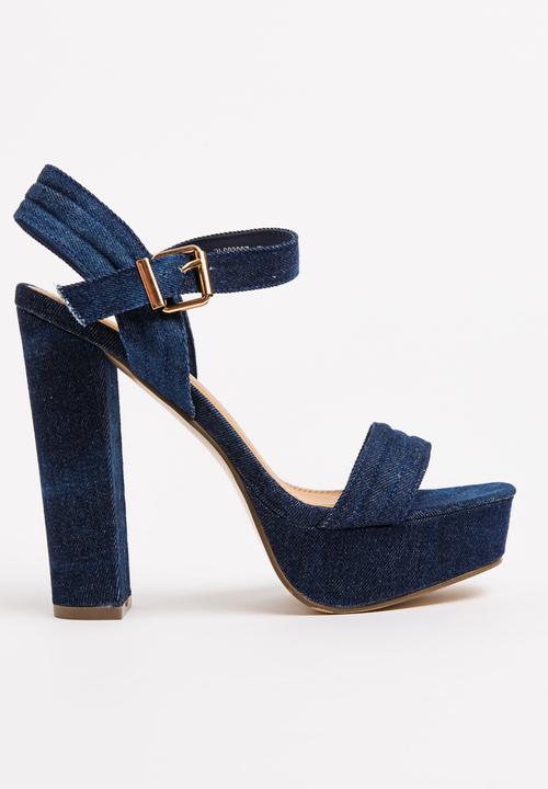 dark blue ankle strap heels