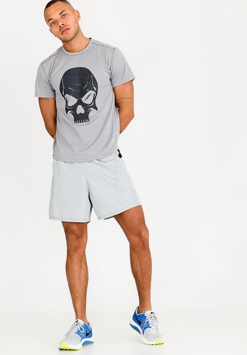Lithe - Theta Airtex Skull Print Tee Grey