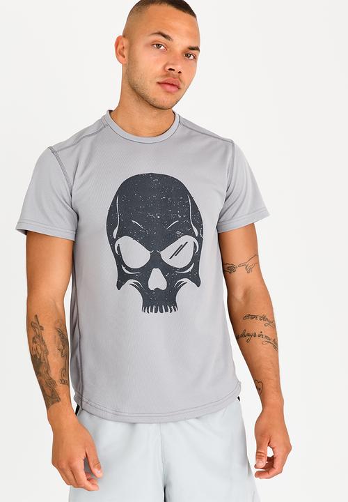 Lithe - Theta Airtex Skull Print Tee Grey