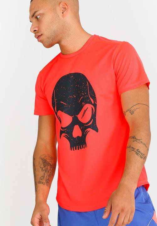 Lithe - Theta Airtex Skull Print Tee Orange