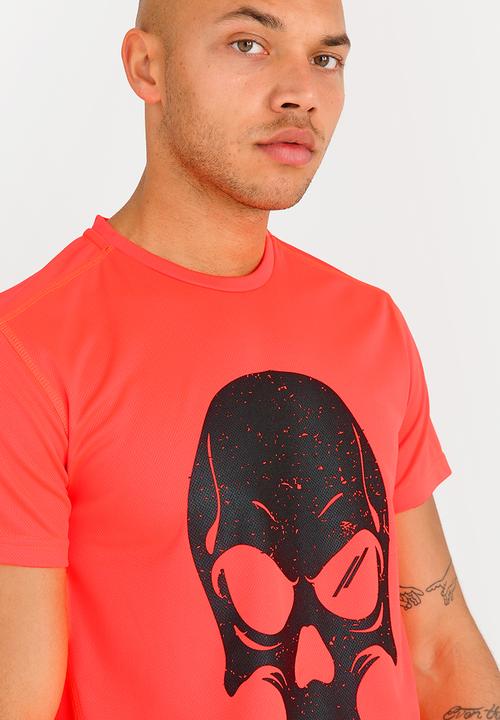 Lithe - Theta Airtex Skull Print Tee Orange