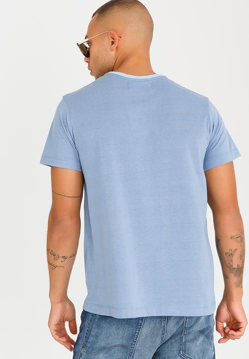 Resist - Striped Crew Neck T Shirt Blue and Grey