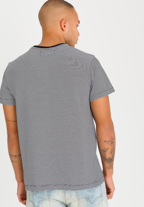 Resist - Striped Crew Neck  T Shirt Black and White