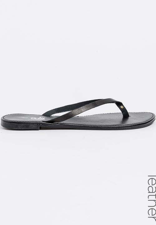 black leather thongs
