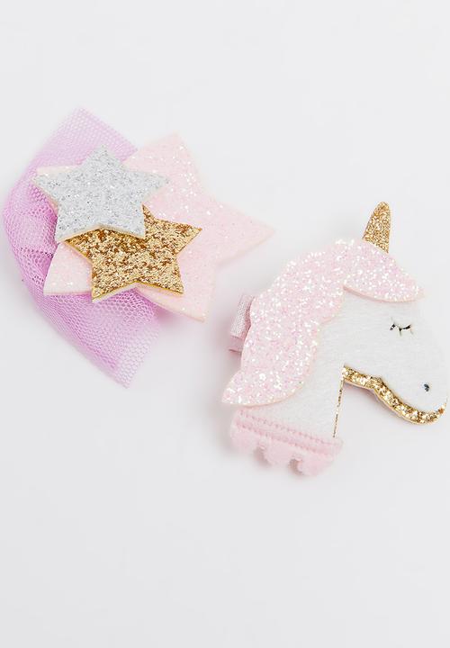 Pop Candy - Unicorn / Star Hair Clip Mid Pink