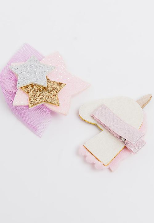 Pop Candy - Unicorn / Star Hair Clip Mid Pink