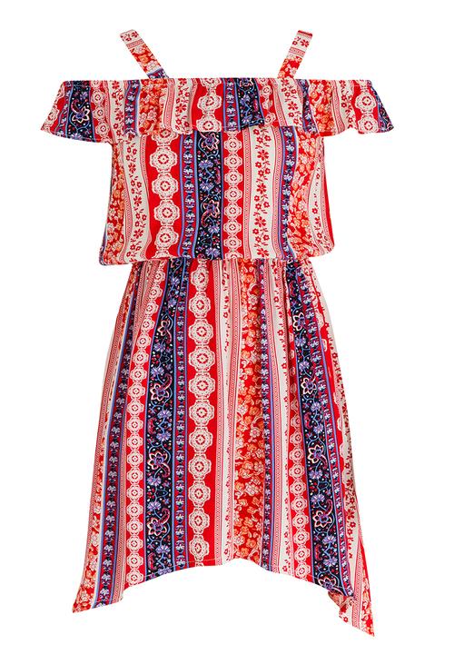 Rebel Republic - Woven Bardot Dress Multi-colour