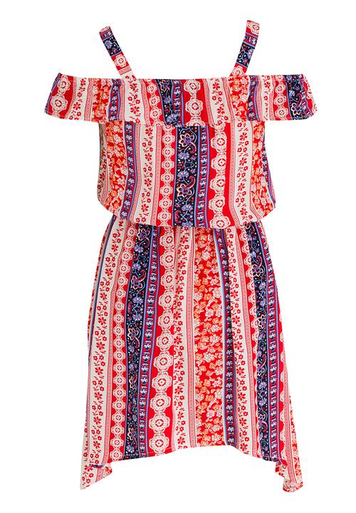 Rebel Republic - Woven Bardot Dress Multi-colour