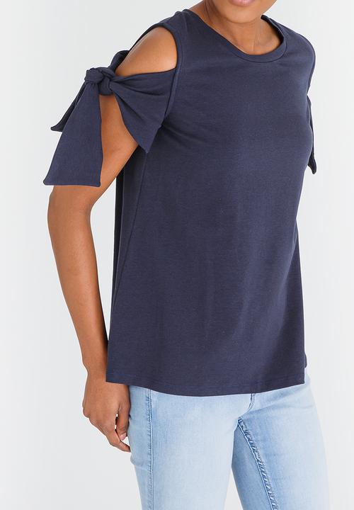 edit - Tie-Up Sleeve Tshirt Navy