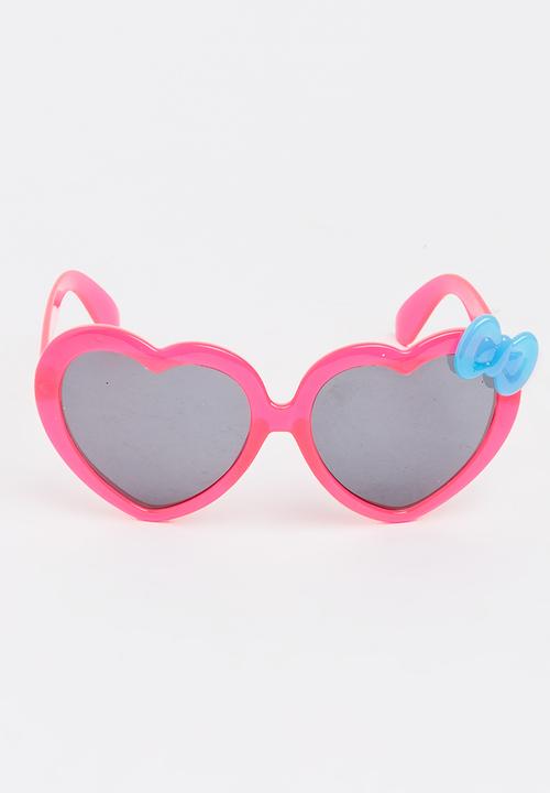 Jewels and Lace - Heart Bow Sunglasses Dark Pink