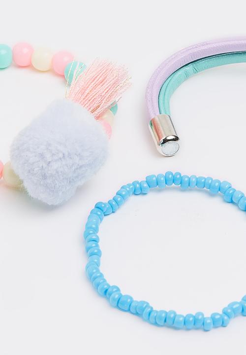 Jewels and Lace - Pom Pom Bracelet Set Multi-colour