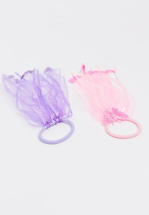 Jewels and Lace - Butterfly Floral Hair Ties Multi-colour