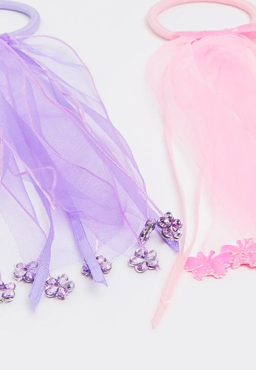 Jewels and Lace - Butterfly Floral Hair Ties Multi-colour