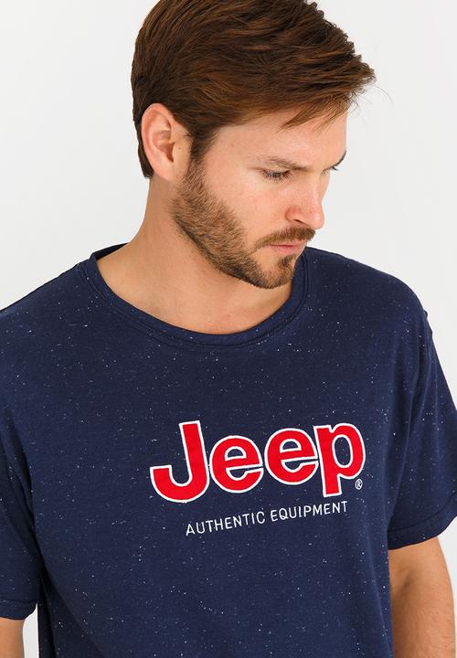 JEEP - Applique Embroidered T Shirt Navy
