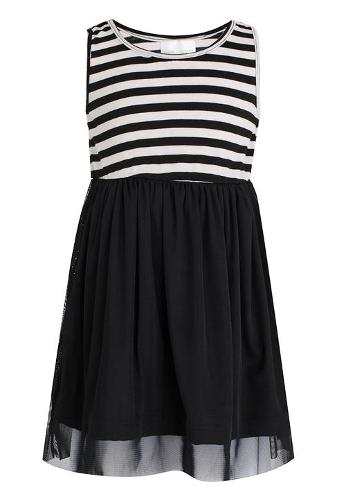 See-Saw - High Waist Dress with Mesh Black and White