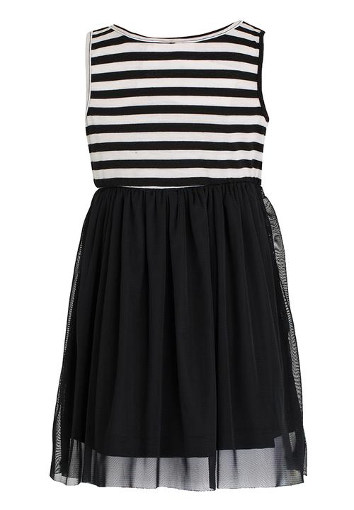 See-Saw - High Waist Dress with Mesh Black and White
