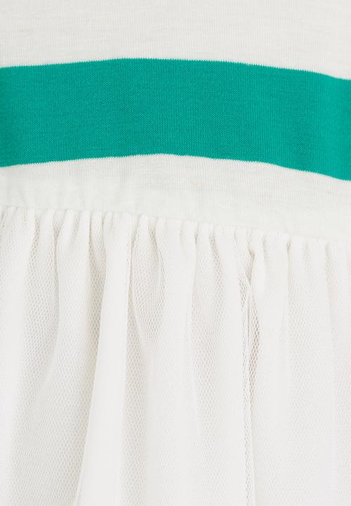 See-Saw - High Waist Dress with Mesh Milk