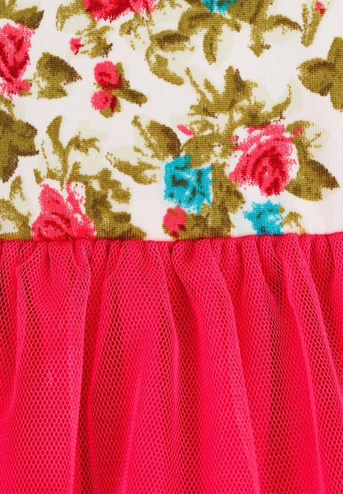 See-Saw - High Waist Dress with Mesh Mid Pink