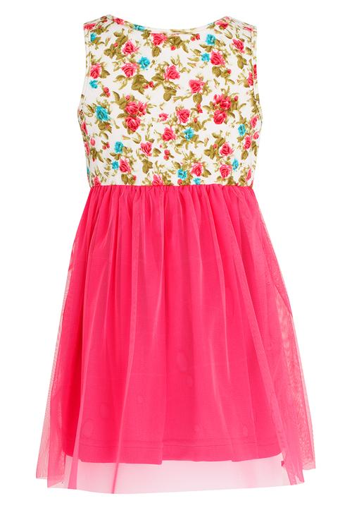 See-Saw - High Waist Dress with Mesh Mid Pink