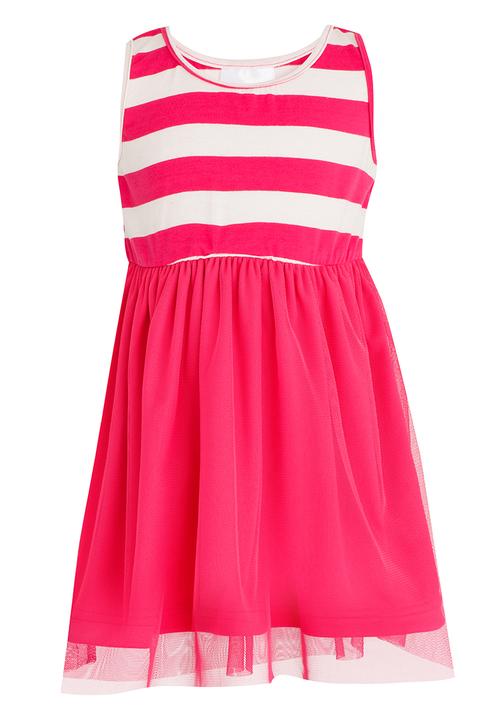 See-Saw - High Waist Dress with Mesh Mid Pink
