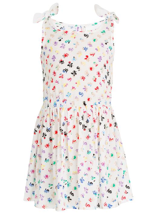 See-Saw - Mid Waist Dress with Mesh Shoulder Bow White