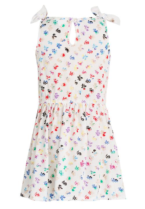 See-Saw - Mid Waist Dress with Mesh Shoulder Bow White