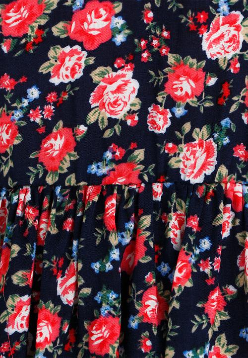 See-Saw - Mid Waist Dress with Mesh Shoulder Bow Navy