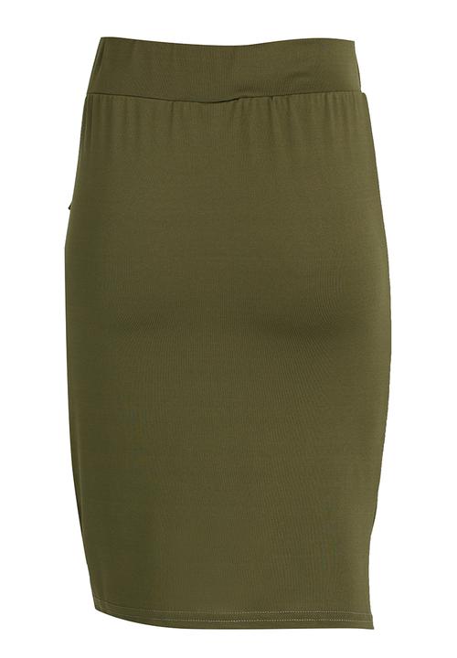 Rebel Republic - Bodycon Skirt with Side Pleats Khaki Green
