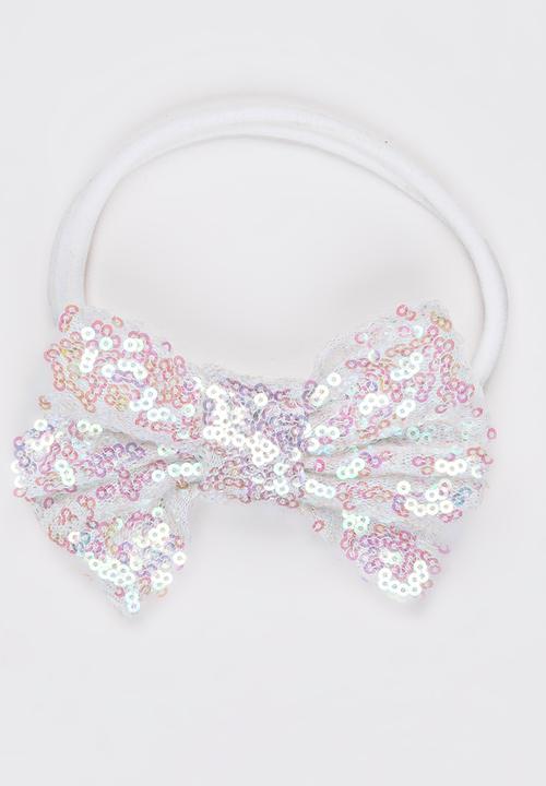 Pop Candy - Sequin Bow Headband White