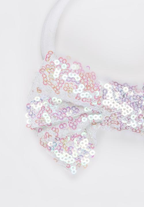 Pop Candy - Sequin Bow Headband White