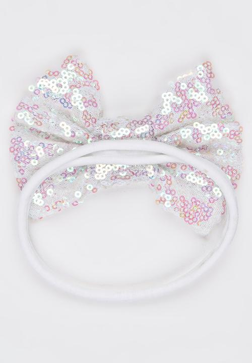 Pop Candy - Sequin Bow Headband White