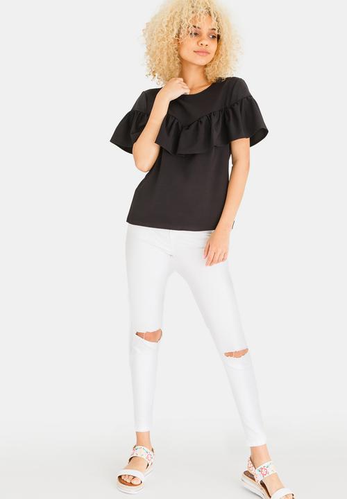 c(inch) - Frill Detail Blouse Black