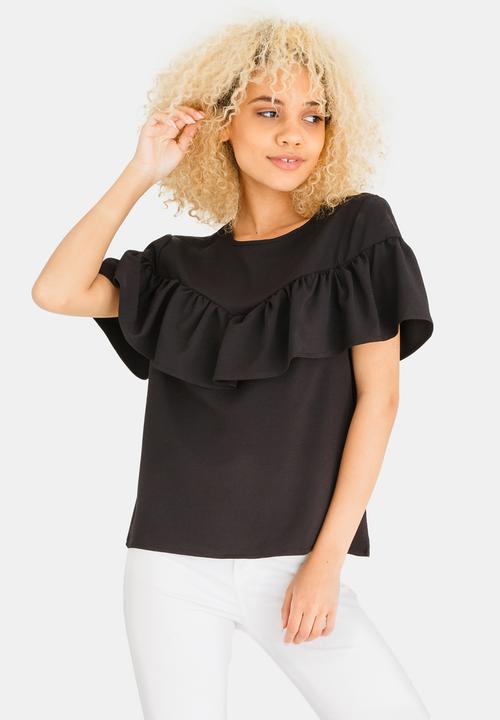 c(inch) - Frill Detail Blouse Black