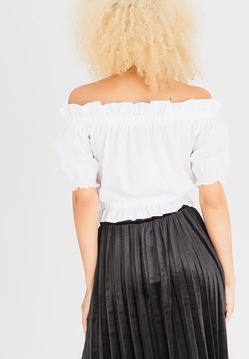 c(inch) - Cropped Bardot Blouse White