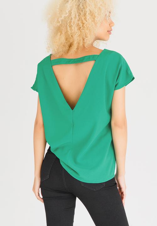 c(inch) - Open Back Blouse Green