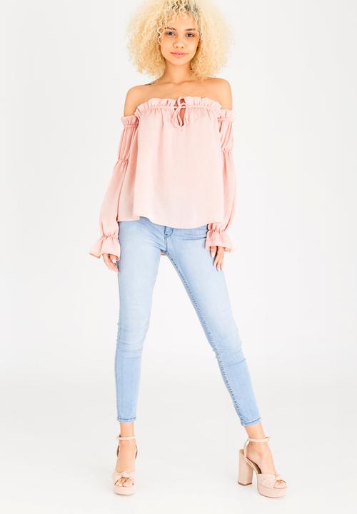 STYLE REPUBLIC - Bardot Blouse Pale Pink