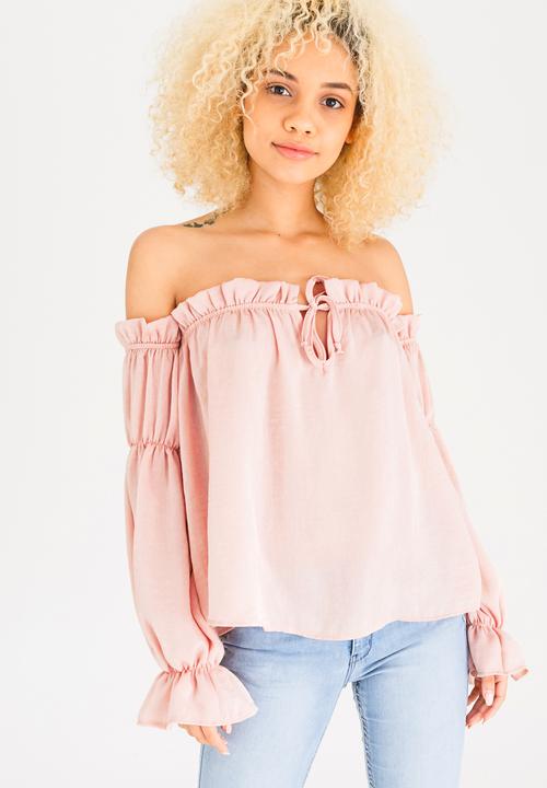 STYLE REPUBLIC - Bardot Blouse Pale Pink